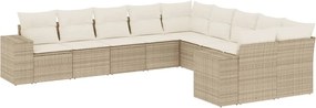 vidaXL 10 részes bézs polyrattan kerti ülőgarnitúra párnával