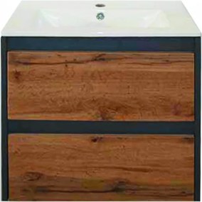 Porto 60 alsó fürdőszoba bútor mosdóval antracit-country tölgy színben