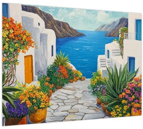 Üveg kép - Görög sikátor (70x50 cm)