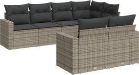 vidaXL 7 részes szürke polyrattan kerti ülőgarnitúra párnákkal