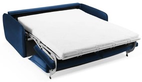 Sötétkék bársony kinyitható kanapé 194 cm Vienna – Cosmopolitan Design