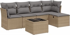 vidaXL 6 részes vegyes bézs polyrattan kerti ülőgarnitúra párnákkal