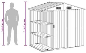 antracitszürke vas kerti fészer állvánnyal 205 x 130 x 183 cm