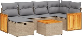 vidaXL 7 részes vegyes bézs polyrattan kerti ülőgarnitúra párnákkal
