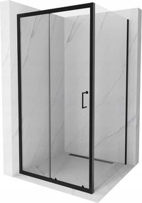 Mexen Apia Zuhanykabin Toló ajtóval    100 x 100 cm,  átlátszó üveg,  fekete  - 840-100-100-70-0 Toló ajtós