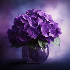 Vászonkép Canvas Lila Hortenzia Virágok Csokor Kompozíció 80x80