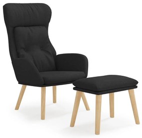 Fekete szövet pihenőfotel lábtartóval