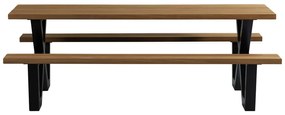 Tablo kerti étkezőasztal padokkal, 206 x 145 cm - WOOOD