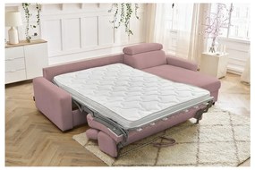 Rózsaszín kinyitható sarokkanapé (variálható) Monaco – Bobochic Paris