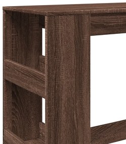 barna tölgy szerelt fa tárolórekeszes bárasztal 90x40x103,5 cm