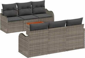 vidaXL Kerti Kanapé Szett párnával 7 pcs Szürke polirattan