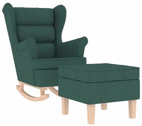 sötétzöld szövet hintaszék lábtartóval