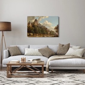 Kép - Jan van der Heyden, View Down a Dutch Canal, reprodukciók (90x60 cm)