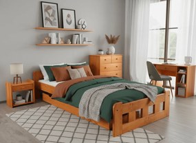 Naomi magasított ágy 90x200 cm, égerfa Ágyrács: Léces ágyrács, Matrac: Coco Maxi 20 cm matrac