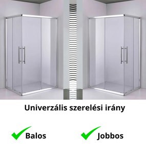Stuxi Nizza 100x80 cm aszimmetrikus két tolóajtós zuhanykabin 6 mm vízlepergető biztonsági üveggel, króm elemekkel, 190 cm magas, zuhanytálcával és szifonnal