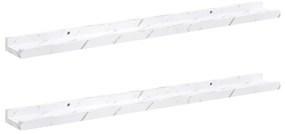 vidaXL Falpolc polcokkal 2 pcs Fehér márvány 80 x 9 x 3 cm Faanyag
