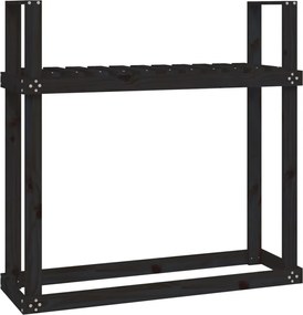 vidaXL fekete tömör fenyőfa tűzifatartó állvány 110x35x108,5 cm