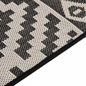 fekete csíkos lapos szövésű kültéri szőnyeg 80 x 250 cm