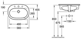 Villeroy & Boch 41615601 - Süllyesztett mosdó O.NOVO 56x40,5 cm kerámia/fehér