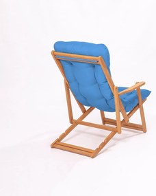 Kék-natúr színű tömörfa kerti napozószék – Floriane Garden