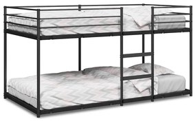 fekete acél emeletes ágy matrac nélkül 75 x 190 cm