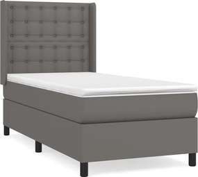 vidaXL szürke műbőr rugós ágy matraccal 90x190 cm
