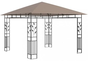 vidaXL tópszínű pavilon szúnyoghálóval/LED fényfüzérrel 3 x 3 x 2,73 m