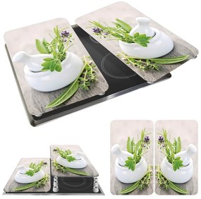 Edzett üveg tűzhely fedőlap szett 2 db-os 30x52 cm Herb – Wenko