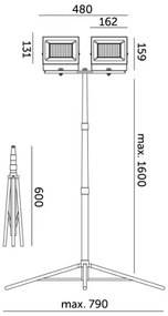 LED Reflektor állvánnyal TIGRA 2xLED/50W/230V 4000K IP54 fekete/sárga