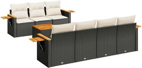 vidaXL 8 részes fekete polyrattan kerti ülőgarnitúra párnákkal