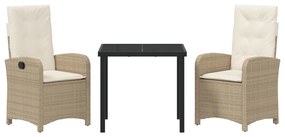 Kert étkező szett 3 pcs Bézs polirattan