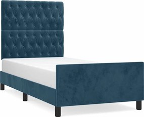 vidaXL sötétkék bársony ágykeret matrac nélkül 100x200 cm