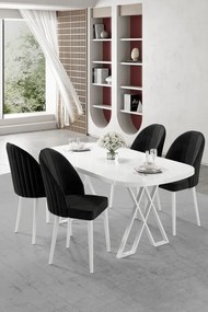 Kaye étkezőgarnitúra, fehér-fekete, 168 cm – TR240CHR2808