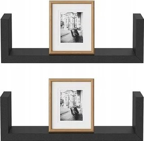 2 x Polc 30 x 20cm Fehér Fekete Tölgy Lógó Fal Nappali Konyha Szoba