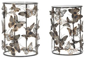 3D pillangókkal díszített asztalka szett, 2 db, sötétszürke-réz - NUEE