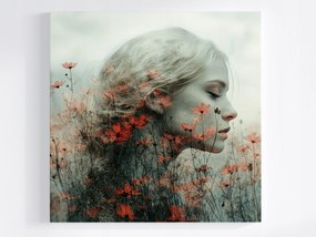 Poszter Portré Nő Profil Mezei Virágok Rét 80x80