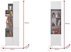 SIGMAR 4 gyerekszoba, beton/fehér/tölgy