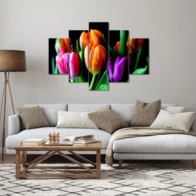 Tulipánok képe fekete alapon (150x105 cm)