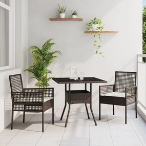 3 részes Kerti Étkező Szett Barna Poli Rattan