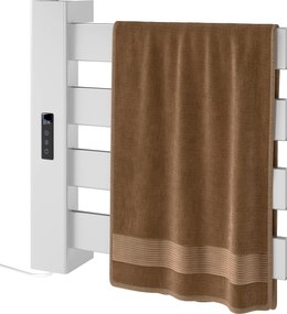 HOMCOM Fali Elektromos Törölközőszárító 130W Alumínium Ötvözet WIFI Irányítással, Érintőképernyővel és Időzítővel, 4 Bár, Állítható Hőmérséklet, Alacs