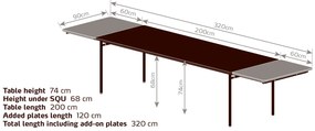 Összecsukható étkezőasztal Taffel, 90 x 200-320 cm, többféle változat - Eva Solo Szín: füstös szürke
