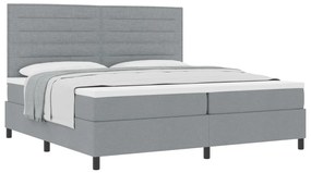 Box Spring Ágy Matrac Világosszürke 200x200 cm Szövet
