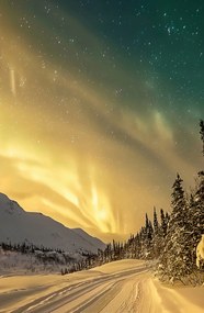 Poszter 53x81cm Északi fény Télen