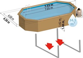 PONTAQUA TIMBER ovális fa medence 7,55 x 4,56 x 1,46 m
