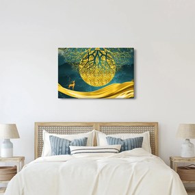 Kép - absztrakció, arany táj (90x60 cm)