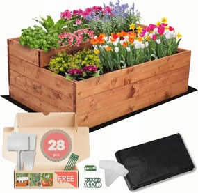 Zöldségtartó fa láda virágtartó lépcsőzetes ágyás impregnáló 36x90x60