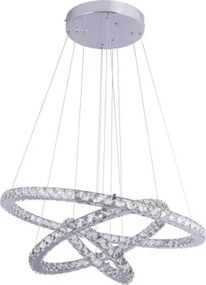 Globo 67037-76 Függeszték króm, K5 tisztaságú ólomkristályokkal. Karikák átmérője: 30 cm, 50 cm, 70 cm . Ø700, H:1200, tartozék: 1xLED 76W 230V, 110-3060lm választható színhőmérséklet: 3.000-4.000-6.000K
