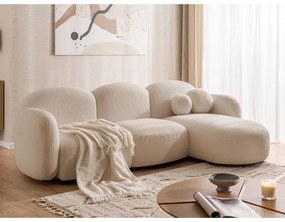 Világosbarna buklé sarokkanapé (jobb oldali-heverő résszel) Orbit – Ropez