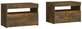 2 db füstös tölgy színű éjjeliszekrény LED-ekkel 60x35x40 cm