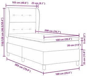 Boxspring Ágy Matrac Fekete Barna 100x200 cm Szövet